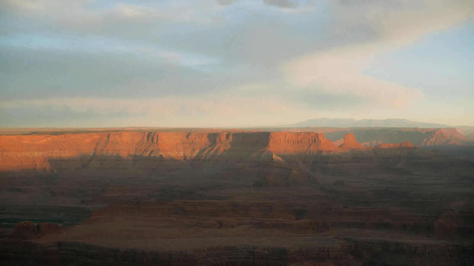 Sweeping canyon vista under dramatic evening light